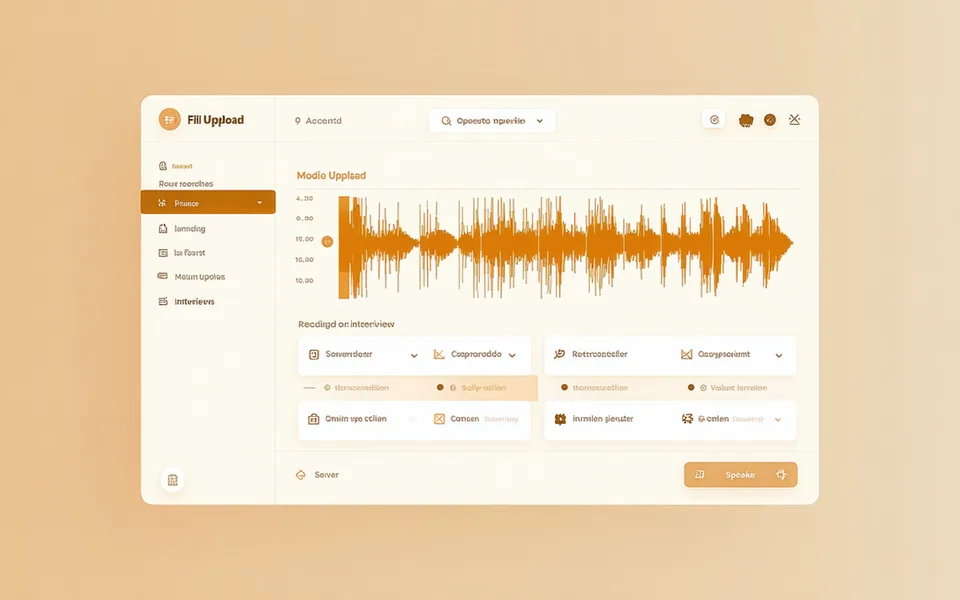 GetWhys upload screen showing a Zoom recording being processed with speaker diarization indicators