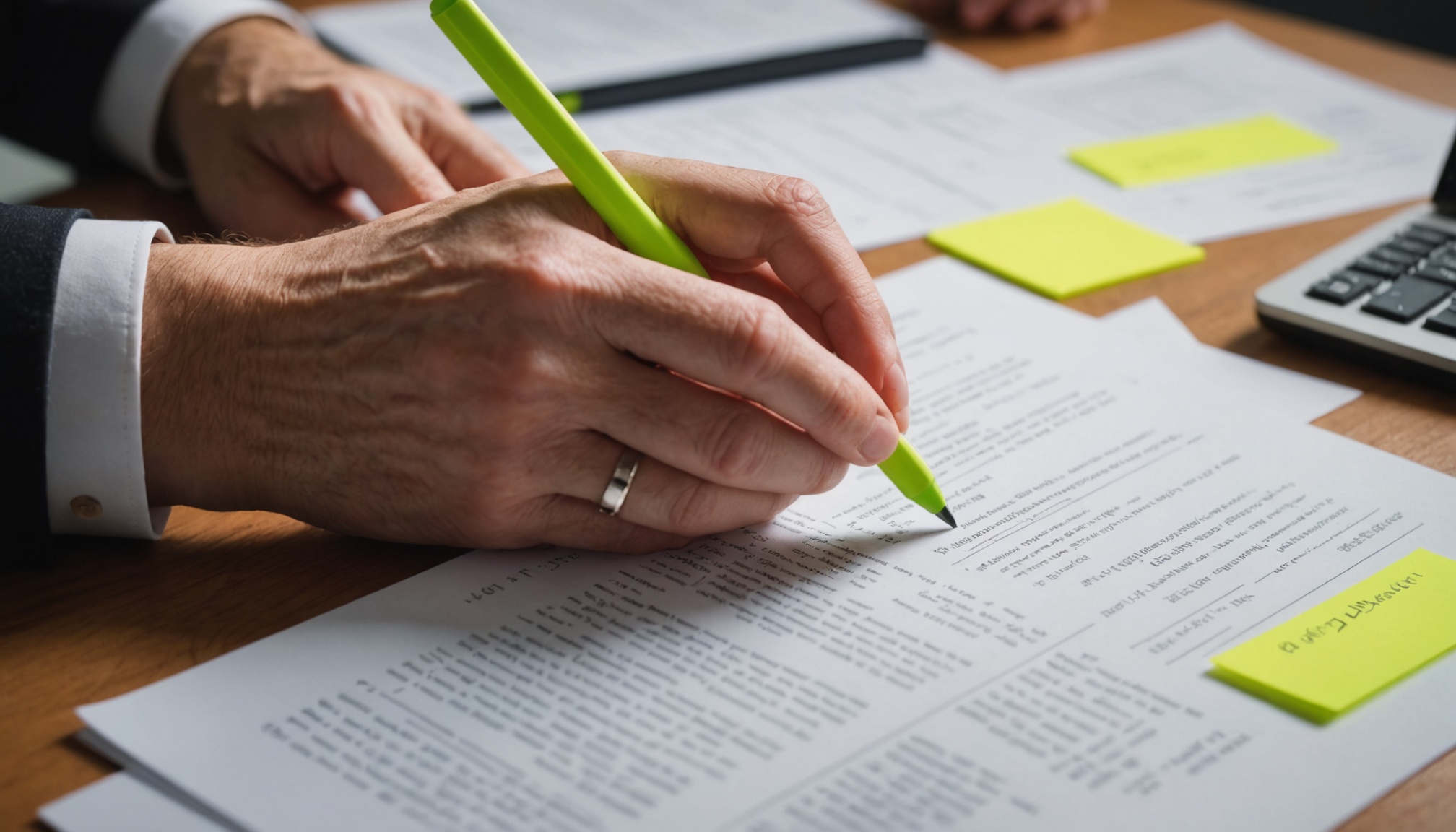 Customer interview transcripts with highlight marks